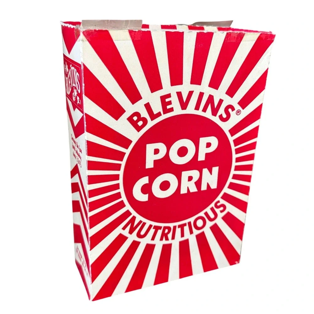 Vintage Blevins Popcorn Box Red White Sunburst Concession Supply Memphis TN